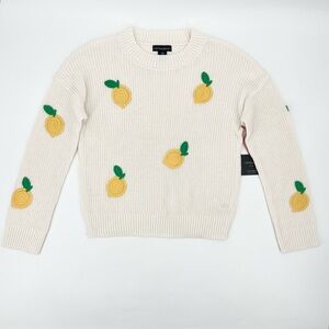 NWT Cynthia Rowley Lemon Crochet Crew Neck Pullover Sweater Size Medium